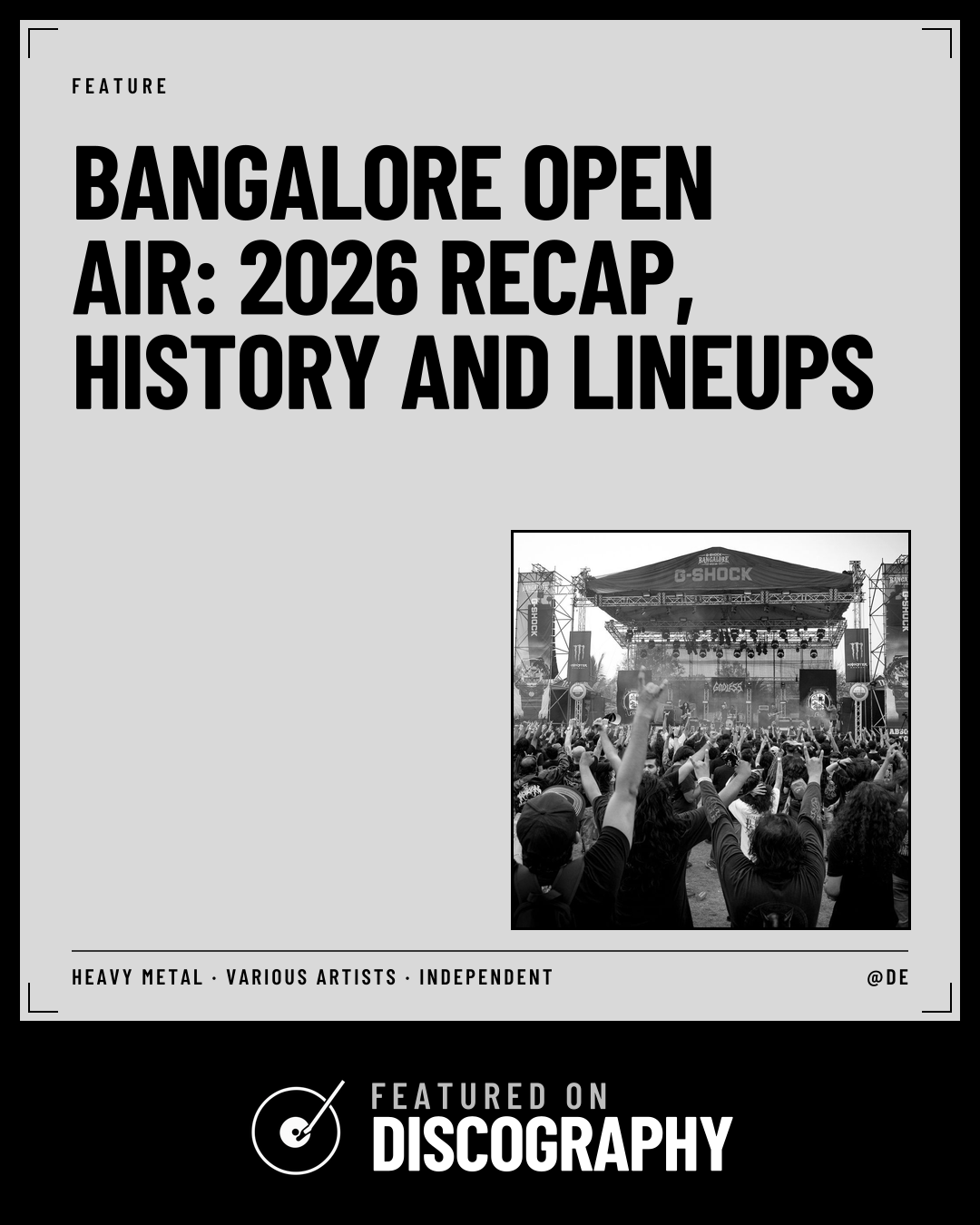Bangalore Open Air: 2026 Recap, History and Lineups, featured on Discography