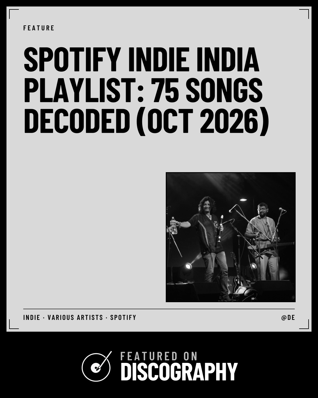 Spotify Indie India Playlist: 75 Songs Decoded (Oct 2026), featured on Discography